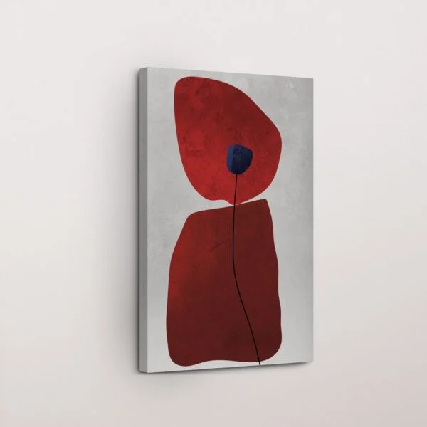 Crimson Bloom Minimalist Canvas Painting For Bedroom Decor