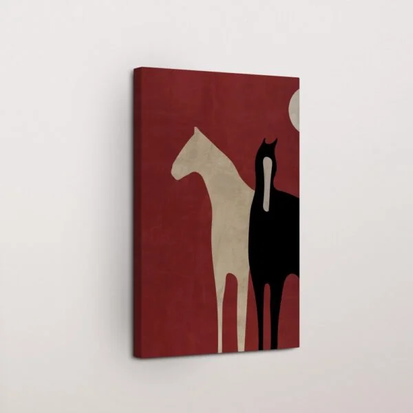 Dusk Gallop Horse Silhouette Canvas Painting
